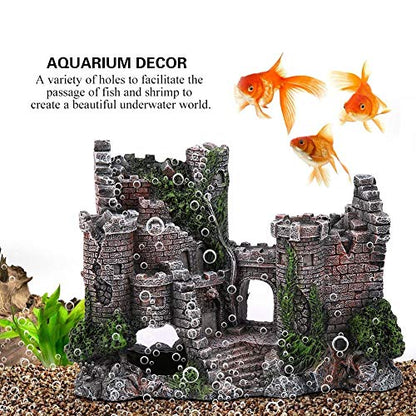 Aquarium Castle Decoration,Betta House Hide Castle,Simulation Resin Hide House Fish Tank Aquarium Ornaments Decor
