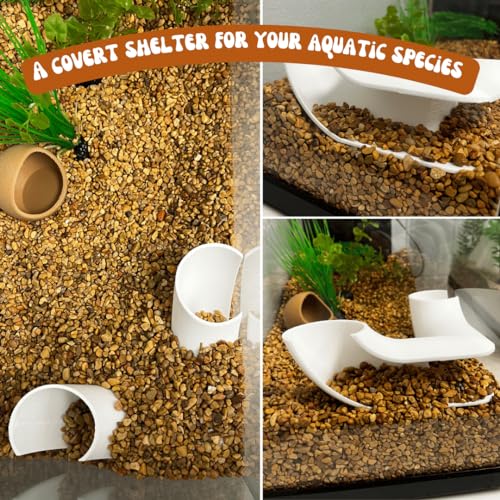 REEFSHAPE Aquarium Corner Tube Viewing Tunnel | Fish, Shrimp, Loaches Hideout for Aquariums | Unique Underground Tunnel | Made in USA (Corner Tube, White)