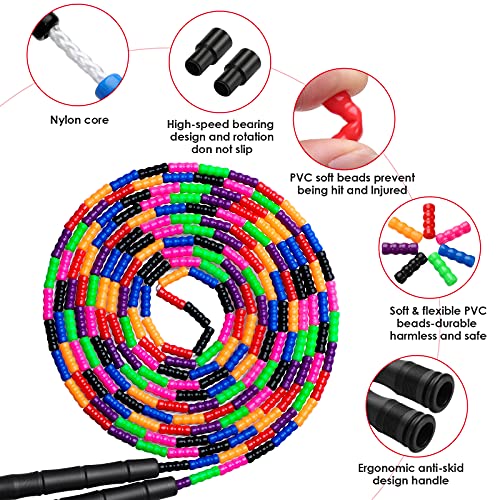 Double Dutch Jump Rope Long Jump Rope 16 FT 1 Pack/2 Pack, Adjustable Soft Beaded Diy Jump Rope for Kids Adult Long Enough for 5-6 Jumpers - color: Black-1 Pack
