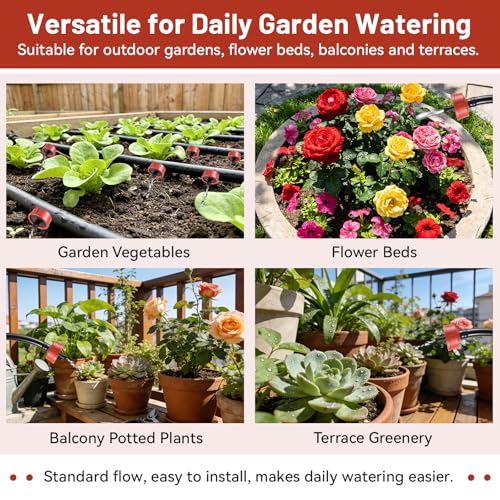 50 PCS 1 GPH Pressure Compensating Drip Irrigation Spot Watering Dripper, Standard Flow Drip Irrigation Emitters Heads for Vegetables Flowers Irrigation Drippers Parts for Outdoor Garden Beds Balcony - size: 1 GPH 50PCS