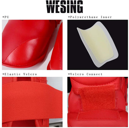 Wesing Karate Shin Instep Guard WKF Karate Shin Pad - color: Red, size: Large