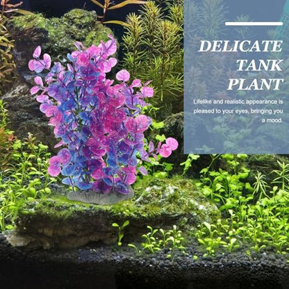 Creative Aquarium Grass Artificial Plant A304 Purple Decorative Wear-Resistant Plastic Tank Plant for Home and Desktop Fish Tanks