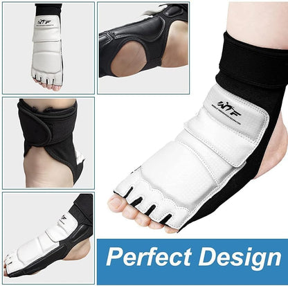 Taekwondo Karate Gloves & Sparring Gear Foot Protector Set, Boxing Sparring Foot Guard and Half-Finger Gloves for Martial Arts TKD Kung Fu Punch Bag Kickboxing MMA Training - size: X-Large