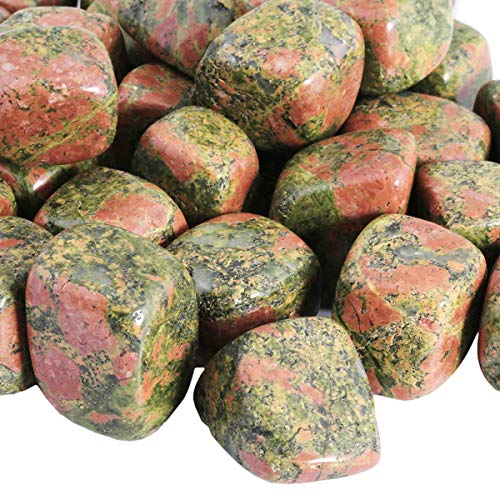 Rockcloud 1 lb Tumbled Polished Stones Gemstone Supplies for Wicca,Reiki,Healing Crystal,Unakite - color: Green&yellow