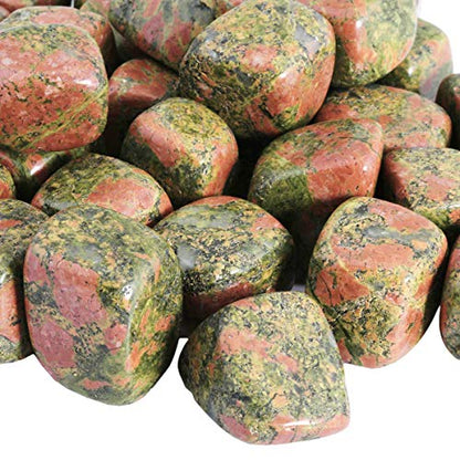 Rockcloud 1 lb Tumbled Polished Stones Gemstone Supplies for Wicca,Reiki,Healing Crystal,Unakite - color: Green&yellow