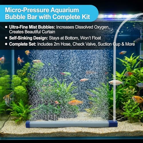 Aquarium Bubble Bar,Nano Fish Tank Bubbler Curtain Wall Aquarium Air Stone Kit,Ultra-Fine Quiet Oxygen Diffuser Bubble Curtain Wall for Freshwater Saltwater(25cm)