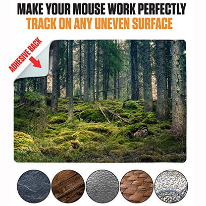 Mouse Pad Adhesive Bottom - Sticks to Any Surface - Portable - Webcam Covers and Screen Cleaner Included (Moss Forest) - color: MOSS FOREST