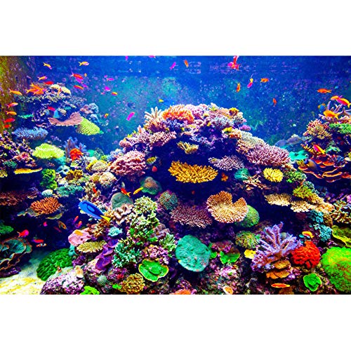 Yeele 15x8ft Undersea World Backdrop Aquarium Colorful Corals Tropical Fish Underwater Fish Tank Photography Background for Mermaid Theme Birthday Party Decor Aquarium Decoration - size: 15x8ft