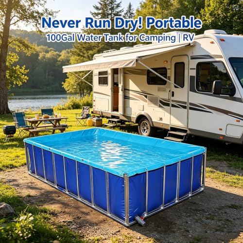 GZHERVICES Canvas Fish Pond, Heavy-Duty Square Design with Support Frame, Foldable Large-Capacity Tank, Knife-Coated Fabric Reservoir, Suitable for Aquaculture, Koi Farming, and Irrigation(2x1x0.8m) - size: 2x1x0.8m