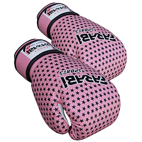 Farabi Boxing Gloves Kids Junior Muay Thai Kick Boxing Training MMA Punching Bag - color: Pink-Star, size: 4OZ