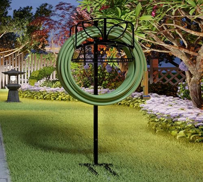 Fire Beauty Garden Hose Holder with Storage Basket,Heavy-Duty,80+ lb Capacity,Rust-Proof Stainless Steel,Organizes 150ft Hose for Patio&Yard,Leaf Design - style: Leaf Design
