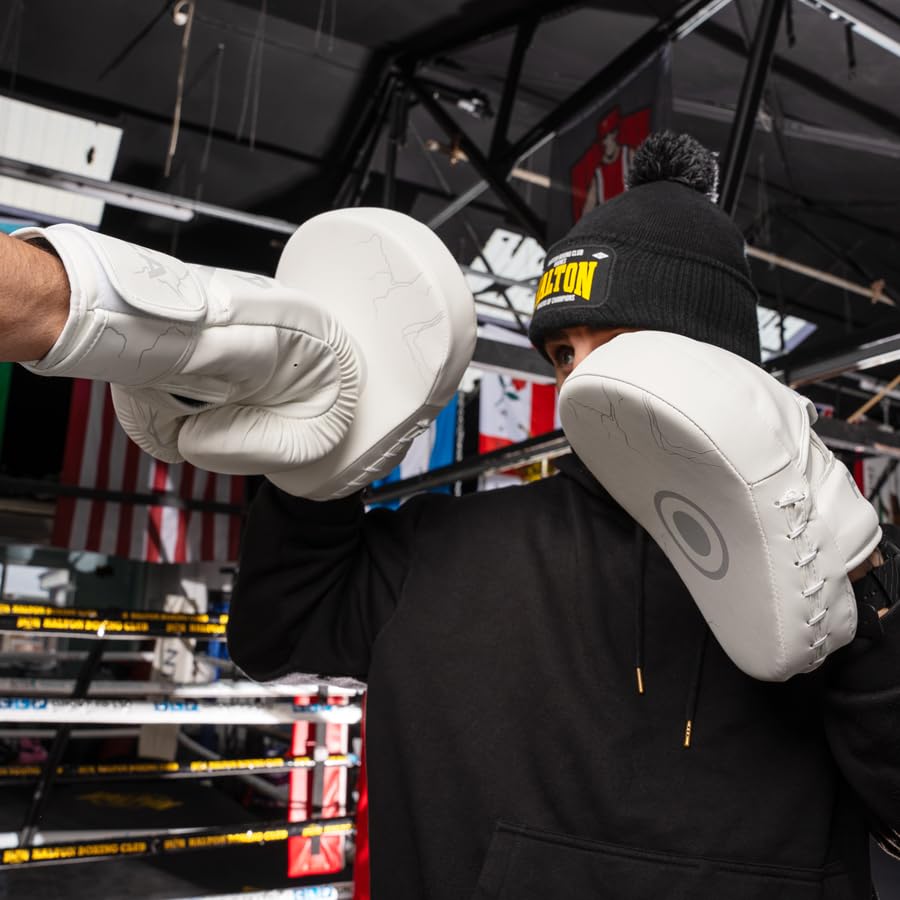 FORZA Boxing Focus Pads | Curved PU Leather Strike Mitts with Shock-Absorbing Foam – Premium Training Gear for Boxing, Kickboxing, and MMA - color: White