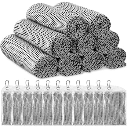 Redbaker 20 Pack Cooling Towels, 40"x12" Ice Breathable Soft Chilly Sweat Rag with Bags for Neck and Face Yoga Gym Running Golf Workout Sports Camping(Light Gray) - color: Light Gray