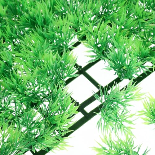 Luxshiny Realistic Artificial Grass Aquarium Rug with Thickened Base Simulation Plant Mat for Fish Tanks Reptile Terrariums and Pet Hiding with Suction Cups