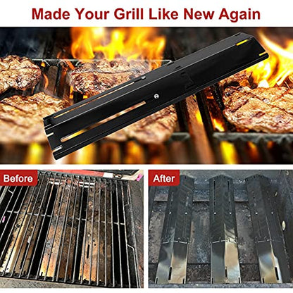 Universal Adjustable Grill Heat Plates/Heat Tents/Burner Covers/Heat Deflectors/BBQ Grill Heat Shields/Grill Cover Plates/Grill Diffuser for Gas Grill, Porcelain Steel Grill Replacement Parts (4-Pack) - color: 4-Pack