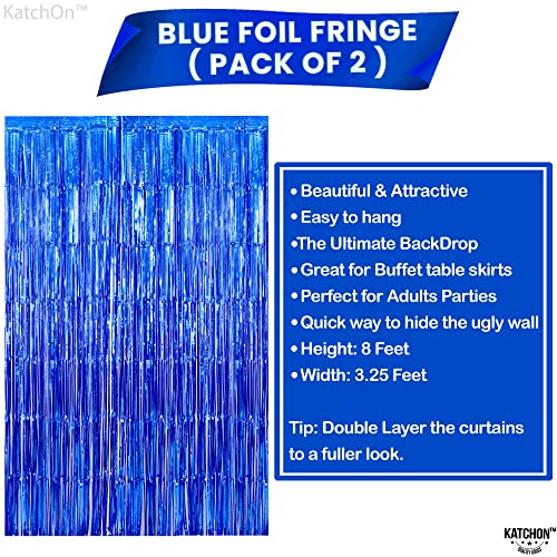 KatchOn Xtralarge Blue Fringe Backdrop - 8x3.2 Feet, Pack of 2 | Blue Streamers, Ocean Decorations | Under The Sea Party Decorations