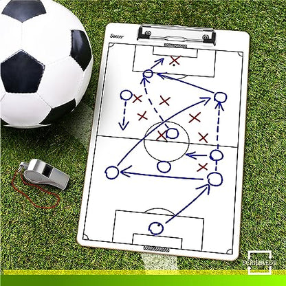 Scribbledo Soccer Clipboard for Coaches 15"x9" Dry Erase Whiteboard