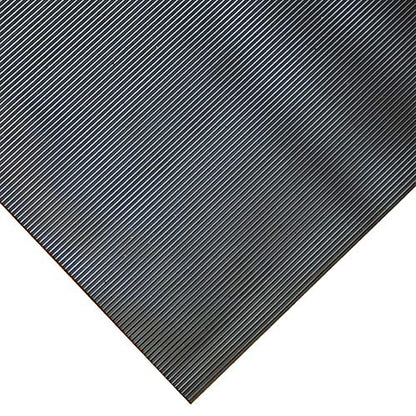 Rubber-Cal Fine-Ribbed Thermoplastic Flooring - 3.5mm x 36" x 4ft - Black - size: 48"L x 36"W x 0.1"Th