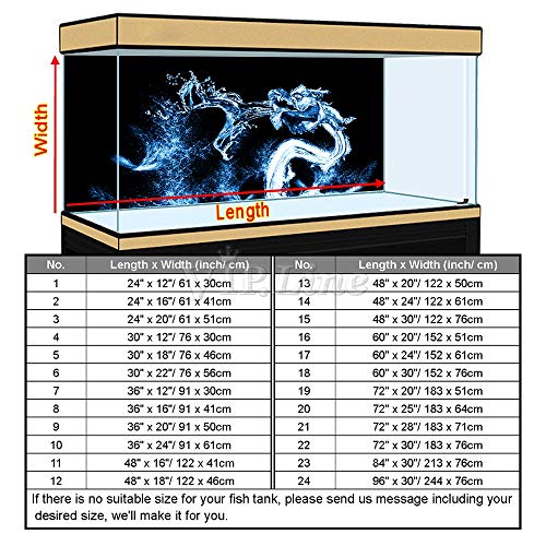 Water Dragon Aquarium Background Poster HD Fish Tank Decorations Landscape (72" x 25"/ 183 x 64cm) - size: 72" x 25"/ 183 x 64cm
