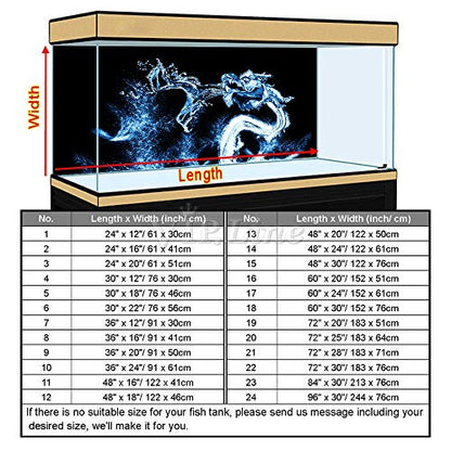 Water Dragon Aquarium Background Poster HD Fish Tank Decorations Landscape (60" x 24"/ 152 x 61cm) - size: 60" x 24"/ 152 x 61cm