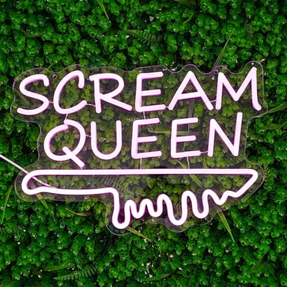 Scream Queen Neon Sign for Wall Decor Dimmable Neon Knife Sign for Teen Girl Room Pink LED Letter Neon Sign Room Dorm Art Wall Decor (16.5''*11'') - style: Queen