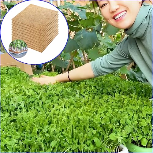 10 Pack Jute Grow Mat for Microgreens, 12" X 12" Hydroponic Grow Pads for Growing Tray Sprouting Trays Jute Fiber Seed Starter Planting for Wheatgrass Sprouts Starter Tray，Micro Greens & Wheatgrass - size: Medium