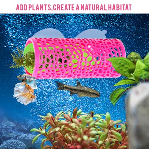 Abizoo Betta Fish Pink Tunnel Hideout for Aquarium Decoration Durable Hollow Design Easy to Clean Smooth Finish Enhances Habitat Comfort Fish Tank Accessory for Shrimp Guppies