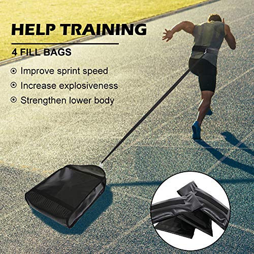 NAIZEA Adjustable Weight Sled Trainer with 4 Sandbags, Sand Sled | Upgrade Sled for Working Out,Speed & Strength Training, Football Blocking Sled, Resistance Running Sled, Outdoor & Indoor Use - size: 10-40 lbs