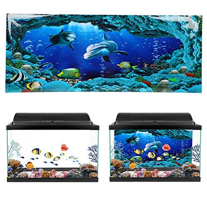 Background Poster Decorative Sea World Paintings PVC Sticker Landscape for Aquarium Fish Tank (61 * 30cm) - size: 61*30cm