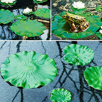 12Pcs Lily Pads for Ponds, Artificial Floating Foam Lotus Leaves, Lily Pads Foliage Pond Decor for Koi Fish Pool Patio Aquarium