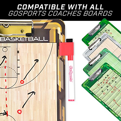 GoSports Premium Dry Erase Coaches Clipboards – Basketball, Baseball, Football, Soccer, Hockey, Volleyball, Lacrosse - color: 6 Pack Markers
