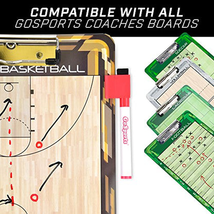 GoSports Premium Dry Erase Coaches Clipboards – Basketball, Baseball, Football, Soccer, Hockey, Volleyball, Lacrosse - color: 6 Pack Markers