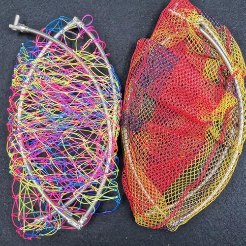 Cabilock Foldable Stainless Steel Fishing Net Head with Nylon Mesh Portable Replacement Fish Landing Net for Outdoor Catching for Freshwater and Saltwater Fishing