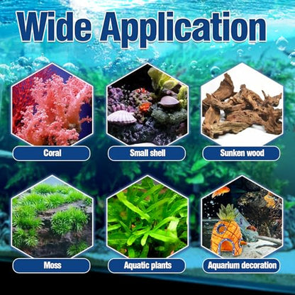 Aquarium Glue, Clear Reef Glue, Instant Coral Adhesive for Plants and Rocks, Mosses, Coral, Stone, Wood, Freshwater and Saltwater Aquascape (3)