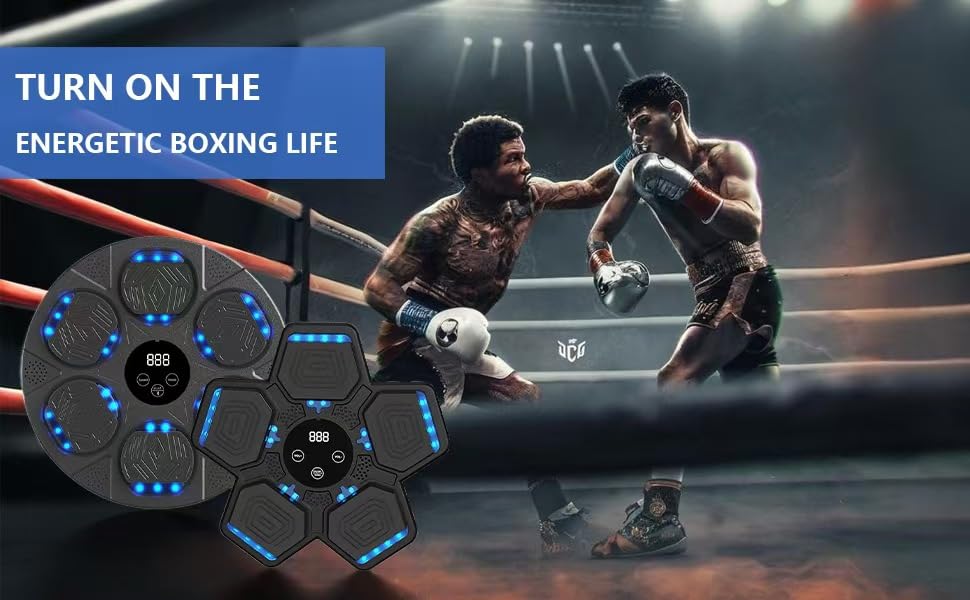 HOTSEVEN 2025 Music Boxing Machine with Boxing Gloves, Smart Bluetooth Boxing Machine with LED Electronic Wall Mounted, Music Boxing Target Workout Punching Equipment for Home(Upgrade) - style: QJB-55(CIRCULAR)