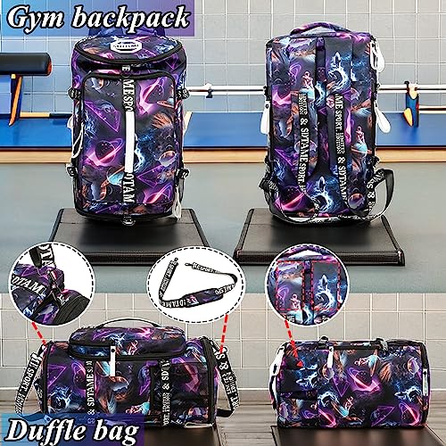 SDTAME Gym Duffel Backpack with Shoe Pocket & Laptop Sleeve - color: Metallic