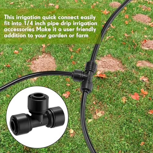 30 Pcs 1/4" Drip Irrigation Tee Connectors for Tube Quick Connect Parts Fittings for 1/4 Inch(6.35mm) Tubing or Sprinkler(Pom,Tee Connector,Black) - size: Black, style: Tee Connector