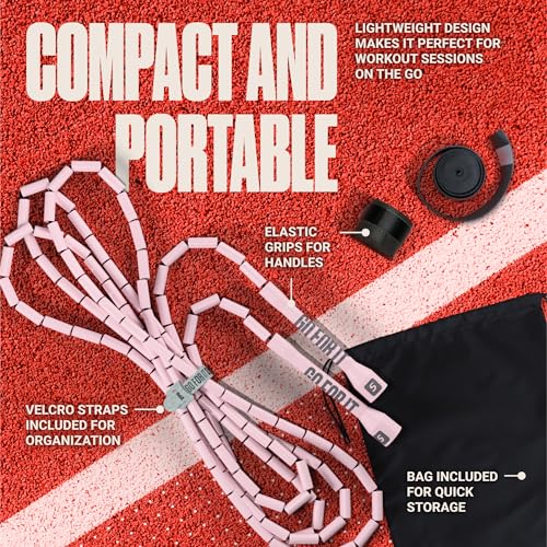 Sportbit Custom-Fit Beaded Jump Rope – Adjustable Length for Kids & Adults, Men & Women – Durable Fitness Rope for Gym & Home - color: Pink