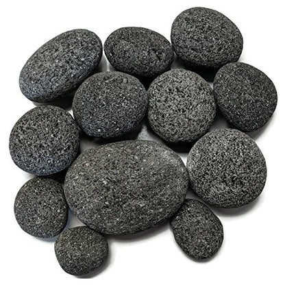 Midwest Hearth Natural Tumbled Lava Stones for Gas Fire Pit and Fireplace | Extra Large (3"–5") | Smooth Round Volcanic Rock | 10 Lbs - size: X-Large (3"- 5")