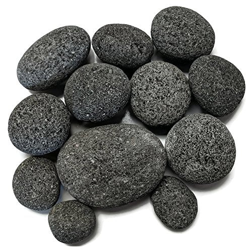Midwest Hearth Natural Tumbled Lava Stones for Gas Fire Pit and Fireplace | Extra Large (3"–5") | Smooth Round Volcanic Rock | 10 Lbs - size: X-Large (3"- 5")
