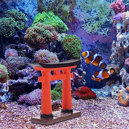 Toddmomy Miniature Torii Gate Aquarium Decor 2-Pack Japanese Style Fish Tank Ornaments 3.54X1.57X3.14 Inch Zen Garden Micro Landscape Decoration for Aquatic Pets