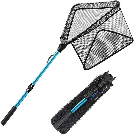 SAN LIKE Fishing Net Fish Landing Net Collapsible Fish Net with Anti-Slip Telescoping Rubber Pole Handle for Kids Adults in Saltwater Freshwater Multi-Size Extending to 37/42/43/51/69/71/89/98inch - color: Aluminum pole,length 30" to 37"