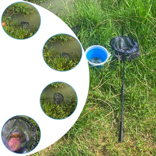 Fishing Bait Trap Collapsible Fish Bucket Net Lightweight Aluminum Pole Non-Slip Handle Catch Small Fish Crab Crawfish Cage 4 Hole