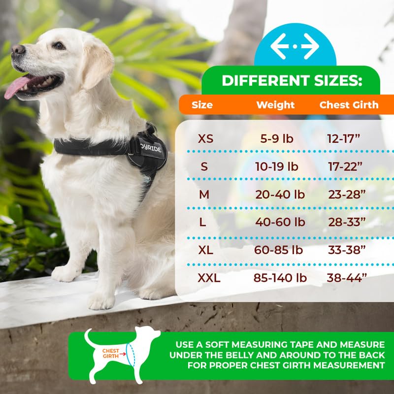 Joyride Dog Harness 2.0 | No-Pull | Black 2.0 | XL | Reflective no-choke quick-fit vest with 3 leash clips and escape-resistant design for easier walks and training - color: Black 2.0, size: XL