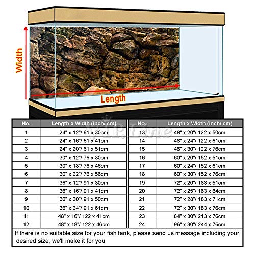 Rock Wall Aquarium Background Poster PVC Fish Tank Decor Landscape 24 36 48 72 (36" x 12"/ 91 x 30cm) - size: 36" x 12"/ 91 x 30cm