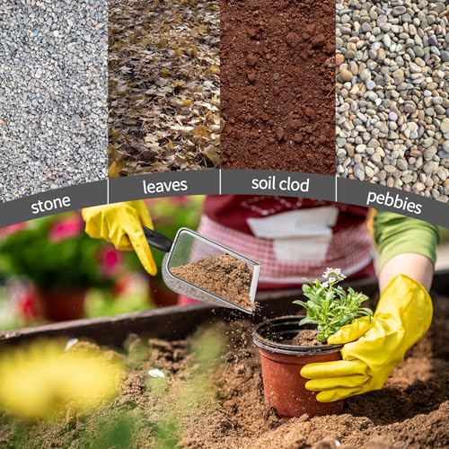 3pcs Soil Sifter for Gardening, 2.8/3.8/5mm Mesh Sieve with Ergonomic Handle for Sand, Compost, Dirt, Rocks, Potting Soil Sifter, Landscaping, Beach, Cat Litter Shovels, Planting Tool Accessories