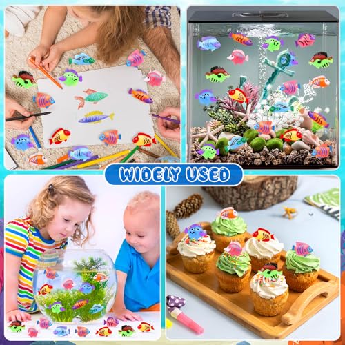 72Pcs Plastic Fish Toys - Tropical & Mini Plastic Fish Set for Children's Party Supplies and Decoration