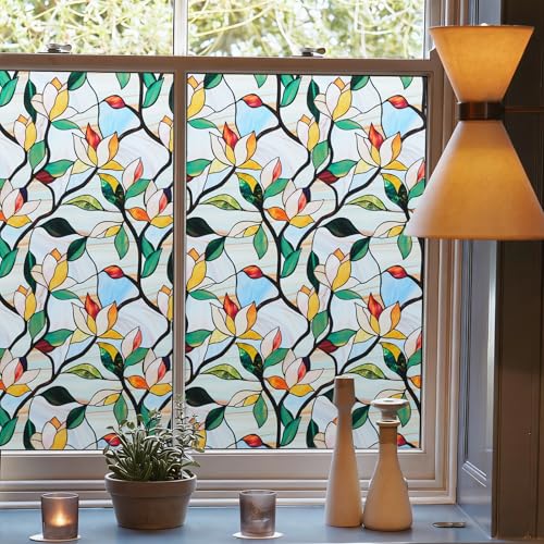 DKTIE 2nd Gen Frosted Glass Window Privacy Film for Glass Windows Two-Way Privacy Day and Night, Home Decor, Anti-UV, Anti-Glare, Heat Blocking (S691, 17.7in X 78.7in)