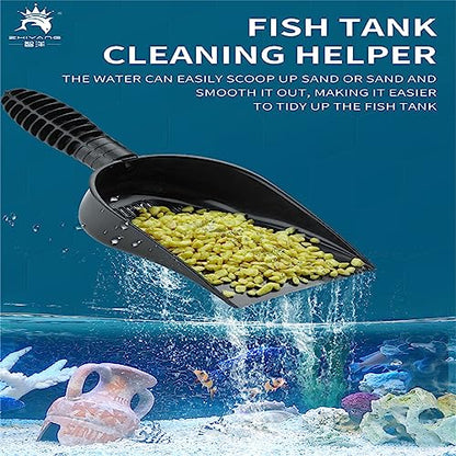 Aquarium Gravel Scooper Sand Shovel Fish Tank Tool with Slotted Scoop for Waste Removal