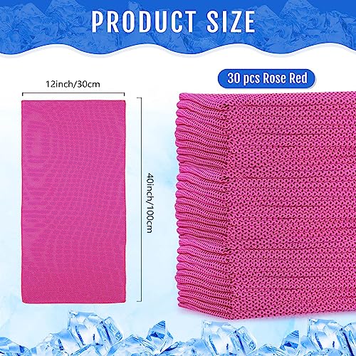 Hosuly 30 Pack Cooling Towels 40"x12" - color: Rose Red